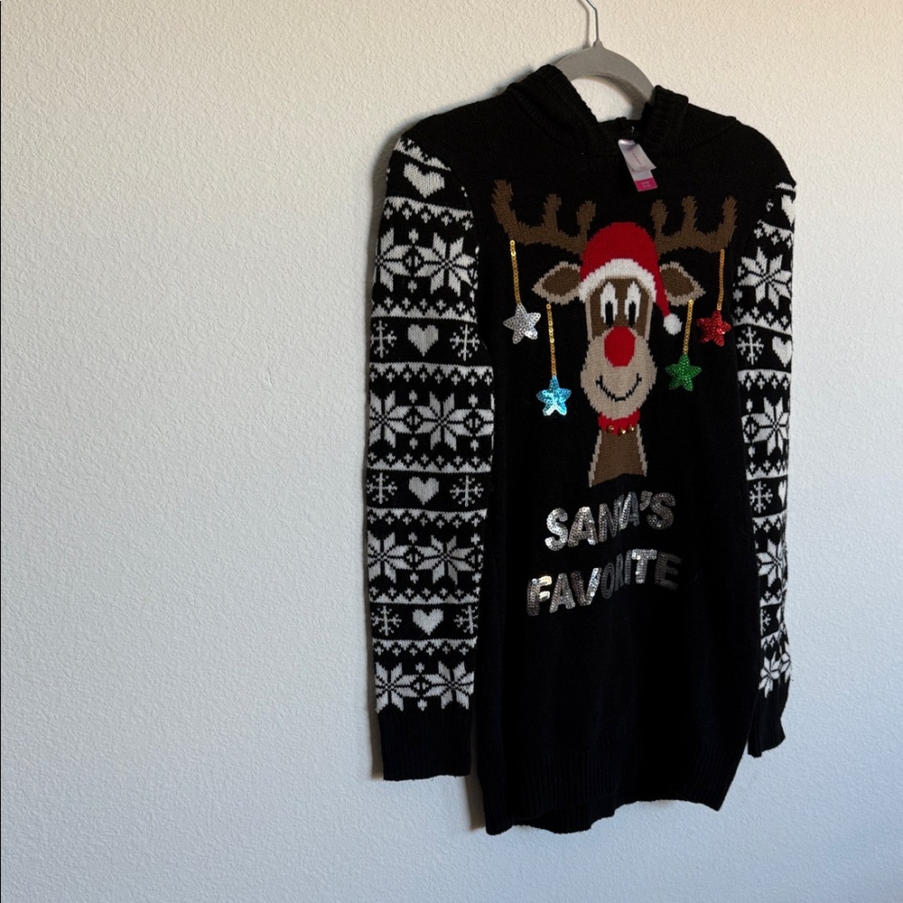 No Boundaries Black Reindeer Holiday Sweater - Picture 5 of 11